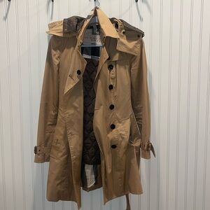 Burberry Reymoore Hooded Cotton Trench Coat Size 6